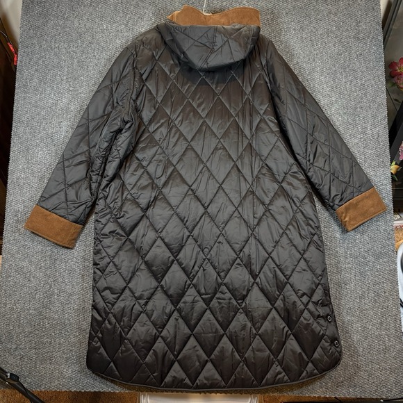 Barbour Womens Mickley Corduroy Trimmed Quilted Jacket Black Brown Size 1XL New - Picture 9 of 13